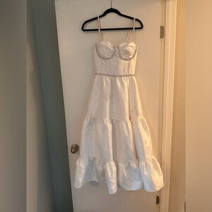 The Lorenza Dress in White Windsor Brocade